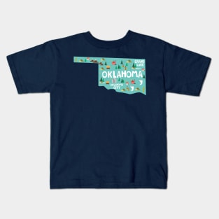 Oklahoma State USA Illustrated Map Kids T-Shirt